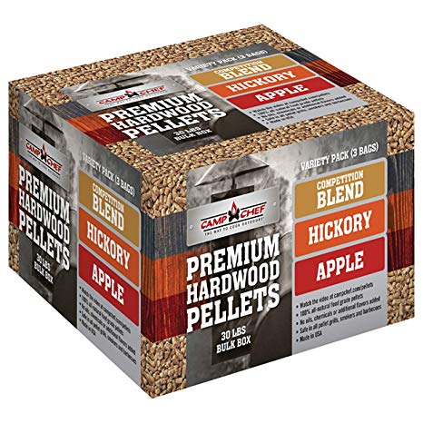 Camp Chef Premium Hardwood Pellets Variety Box  (Competition Blend, Apple, Hickory)